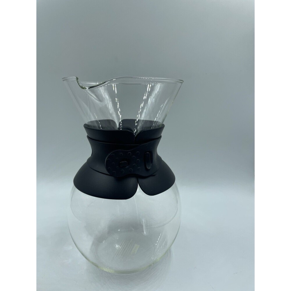 Bodum Replacement #157 Pour Over Glass Coffee Carafe / Plastic Collar  Black EUC
